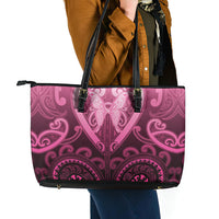 Aotearoa Breast Cancer Leather Tote Bag Maori Tribal Pattern LT05 - Polynesian Pride