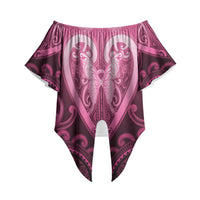 Aotearoa Breast Cancer Off Shoulder Wrap Waist Top Maori Tribal Pattern LT05 - Polynesian Pride