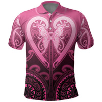 Aotearoa Breast Cancer Polo Shirt Maori Tribal Pattern LT05 Pink - Polynesian Pride