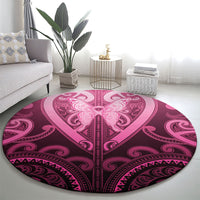 Aotearoa Breast Cancer Round Carpet Maori Tribal Pattern LT05 - Polynesian Pride