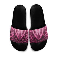 Aotearoa Breast Cancer Slide Sandals Maori Tribal Pattern LT05 Pink - Polynesian Pride