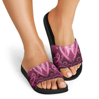 Aotearoa Breast Cancer Slide Sandals Maori Tribal Pattern LT05 - Polynesian Pride