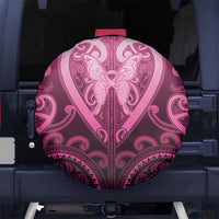 Aotearoa Breast Cancer Spare Tire Cover Maori Tribal Pattern LT05 No hole Pink - Polynesian Pride
