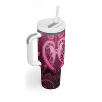 Aotearoa Breast Cancer Tumbler With Handle Maori Tribal Pattern LT05 - Polynesian Pride