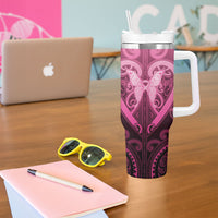Aotearoa Breast Cancer Tumbler With Handle Maori Tribal Pattern LT05 - Polynesian Pride