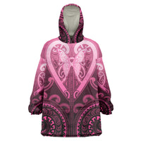 Aotearoa Breast Cancer Wearable Blanket Hoodie Maori Tribal Pattern LT05 One Size Pink - Polynesian Pride