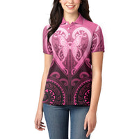 Aotearoa Breast Cancer Women Polo Shirt Maori Tribal Pattern LT05 - Polynesian Pride