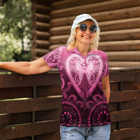 Aotearoa Breast Cancer Women Polo Shirt Maori Tribal Pattern LT05 - Polynesian Pride
