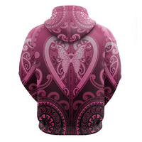 Aotearoa Breast Cancer Zip Hoodie Maori Tribal Pattern LT05 - Polynesian Pride
