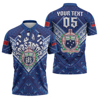 Toa Samoa Rugby Custom Zipper Polo Shirt Samoan Pride With Tribal Pattern - Polynesian Pride