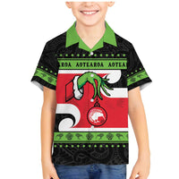 New Zealand Funny Christmas Family Matching Mermaid Dress and Hawaiian Shirt Maori Tiki LT05 Son's Shirt Black - Polynesian Pride