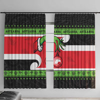 New Zealand Funny Christmas Window Curtain Maori Tiki LT05 With Hooks Black - Polynesian Pride