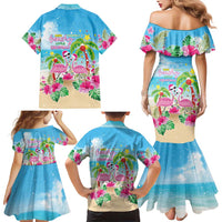 Hawaii Christmas Family Matching Mermaid Dress and Hawaiian Shirt Deck The Palms Holiday Flamingos LT05 - Polynesian Pride