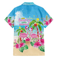 Hawaii Christmas Family Matching Off The Shoulder Long Sleeve Dress and Hawaiian Shirt Deck The Palms Holiday Flamingos LT05 - Polynesian Pride