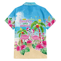 Hawaii Christmas Family Matching Off Shoulder Short Dress and Hawaiian Shirt Deck The Palms Holiday Flamingos LT05 - Polynesian Pride
