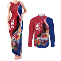 Guam Martin Luther King Jr Day Couples Matching Tank Maxi Dress and Long Sleeve Button Shirt LT05 Red - Polynesian Pride