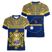 Personalised Repubrikin Naoero Independence Day Women V Neck T Shirt Tamanu With Coat Of Arms LT05 - Polynesian Pride