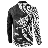 Hawaii Manta Ray Button Sweatshirt Polynesian Art Tattoo