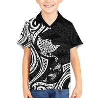 Hawaii Manta Ray Family Matching Long Sleeve Bodycon Dress and Hawaiian Shirt Polynesian Art Tattoo LT05 Son's Shirt Black - Polynesian Pride