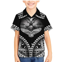 Hawaiian Hawk Family Matching Mermaid Dress and Hawaiian Shirt Polynesian Pattern Style LT05 Son's Shirt Black - Polynesian Pride