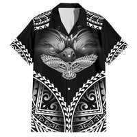 Hawaiian Hawk Family Matching Off Shoulder Short Dress and Hawaiian Shirt Polynesian Pattern Style LT05 Dad's Shirt - Short Sleeve Black - Polynesian Pride