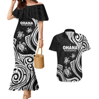 Hawaii Ohana Means Family Couples Matching Mermaid Dress and Hawaiian Shirt Sea Turtle Polynesian Style LT05 Black - Polynesian Pride