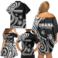 Hawaii Ohana Means Family Family Matching Off Shoulder Short Dress and Hawaiian Shirt Sea Turtle Polynesian Style LT05 - Polynesian Pride