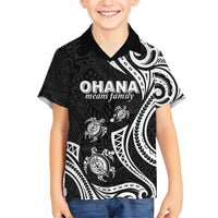 Hawaii Ohana Means Family Family Matching Short Sleeve Bodycon Dress and Hawaiian Shirt Sea Turtle Polynesian Style