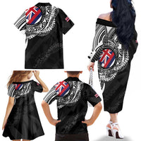 Hawaii King Flag Family Matching Off The Shoulder Long Sleeve Dress and Hawaiian Shirt Hawaiian Maile Lei LT05 - Polynesian Pride