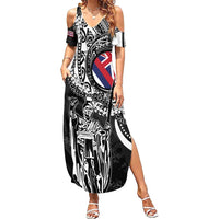 Hawaii King Flag Family Matching Summer Maxi Dress and Hawaiian Shirt Hawaiian Maile Lei - Polynesian Pride