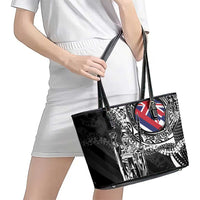 Hawaii King Flag Leather Tote Bag Hawaiian Maile Lei - Polynesian Pride