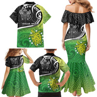 Personalised New Zealand Cook Islands Family Matching Mermaid Dress and Hawaiian Shirt Maori Tiki With Circle Stars Turtle LT05 - Polynesian Pride