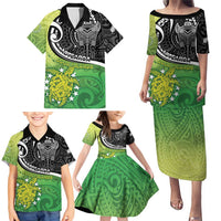 Personalised New Zealand Cook Islands Family Matching Puletasi and Hawaiian Shirt Maori Tiki With Circle Stars Turtle LT05 - Polynesian Pride