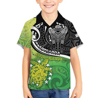 Personalised New Zealand Cook Islands Family Matching Puletasi and Hawaiian Shirt Maori Tiki With Circle Stars Turtle LT05 Son's Shirt Multicolor - Polynesian Pride
