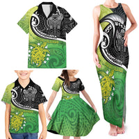 Personalised New Zealand Cook Islands Family Matching Tank Maxi Dress and Hawaiian Shirt Maori Tiki With Circle Stars Turtle LT05 - Polynesian Pride