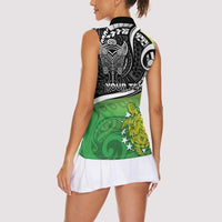 Personalised New Zealand Cook Islands Women Sleeveless Polo Shirt Maori Tiki With Circle Stars Turtle LT05 - Polynesian Pride