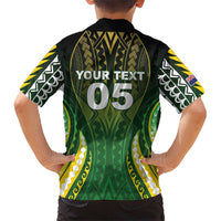 Custom Cook Islands Rugby Family Matching Short Sleeve Bodycon Dress and Hawaiian Shirt Unique Style Green Version LT05 - Polynesian Pride