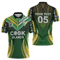 Custom Cook Islands Rugby Zipper Polo Shirt Unique Style Green Version - Polynesian Pride