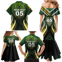 Custom Cook Islands Rugby Family Matching Mermaid Dress and Hawaiian Shirt Unique Style Black Version - Polynesian Pride