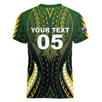 Custom Cook Islands Rugby Women V-Neck T-Shirt Unique Style Black Version - Polynesian Pride