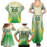 Custom Cook Islands Rugby Family Matching Summer Maxi Dress and Hawaiian Shirt Unique Style White Version - Polynesian Pride