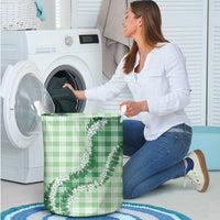 Green Hawaii Palaka Laundry Basket Hawaiian Honohono Lei