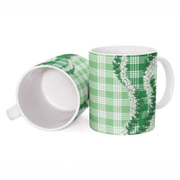 Green Hawaii Palaka Ceramic Mug Hawaiian Honohono Lei