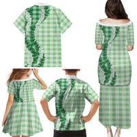 Green Hawaii Palaka Family Matching Puletasi and Hawaiian Shirt Hawaiian Honohono Lei LT05 - Polynesian Pride