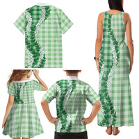 Green Hawaii Palaka Family Matching Tank Maxi Dress and Hawaiian Shirt Hawaiian Honohono Lei LT05 - Polynesian Pride