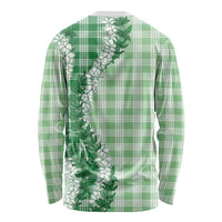 Green Hawaii Palaka Long Sleeve Shirt Hawaiian Honohono Lei
