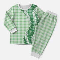 Green Hawaii Palaka Pajama Set Hawaiian Honohono Lei