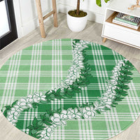 Green Hawaii Palaka Round Carpet Hawaiian Honohono Lei