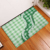 Green Hawaii Palaka Rubber Doormat Hawaiian Honohono Lei