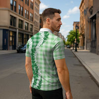 Green Hawaii Palaka Zipper Polo Shirt Hawaiian Honohono Lei